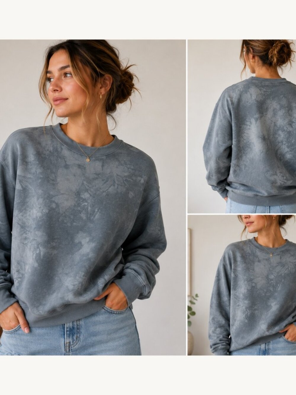 COS Women's Cotton Linen Washed Gray Crewneck Sweatshirt Size M